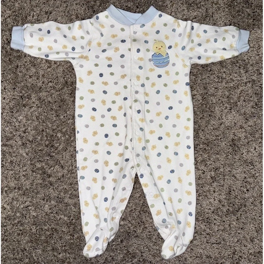 Carter's Just One Year Infant Easter Sleep & Play Sleeper 3-6‎ M Chick eggs Blue